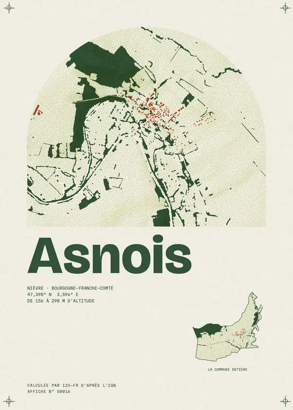 Affiche de Asnois, calculée par 123-fr d'après l'IGN