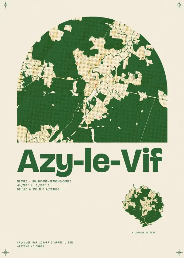 Affiche de Azy-le-Vif, calculée par 123-fr d'après l'IGN