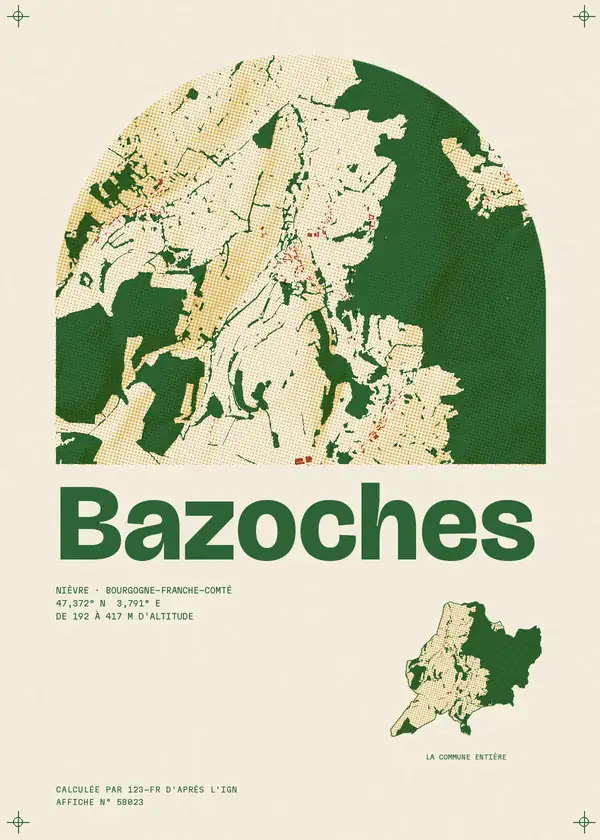 Affiche de Bazoches, calculée par 123-fr d'après l'IGN