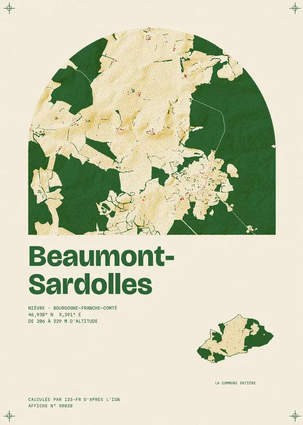 Affiche de Beaumont-Sardolles, calculée par 123-fr d'après l'IGN