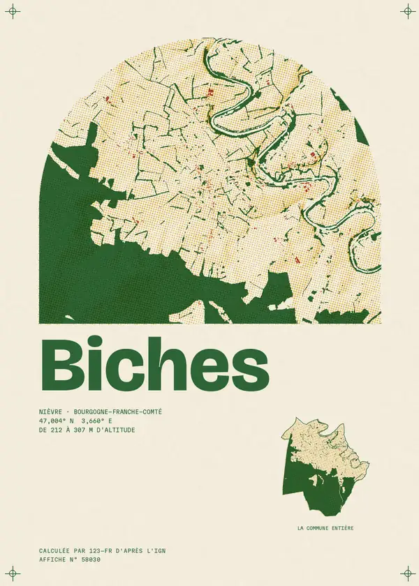 Affiche de Biches, calculée par 123-fr d'après l'IGN
