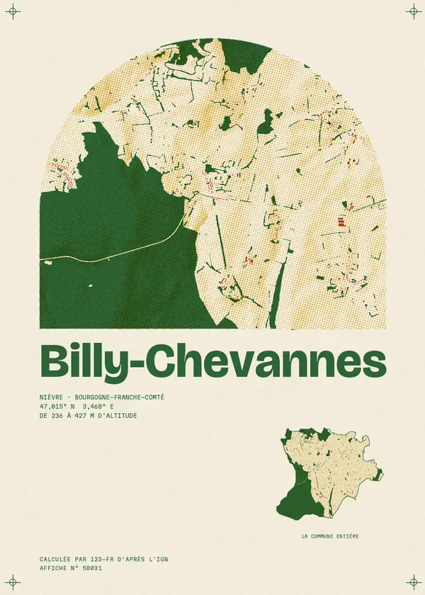 Affiche de Billy-Chevannes, calculée par 123-fr d'après l'IGN