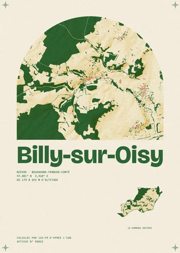 Affiche de Billy-sur-Oisy, calculée par 123-fr d'après l'IGN
