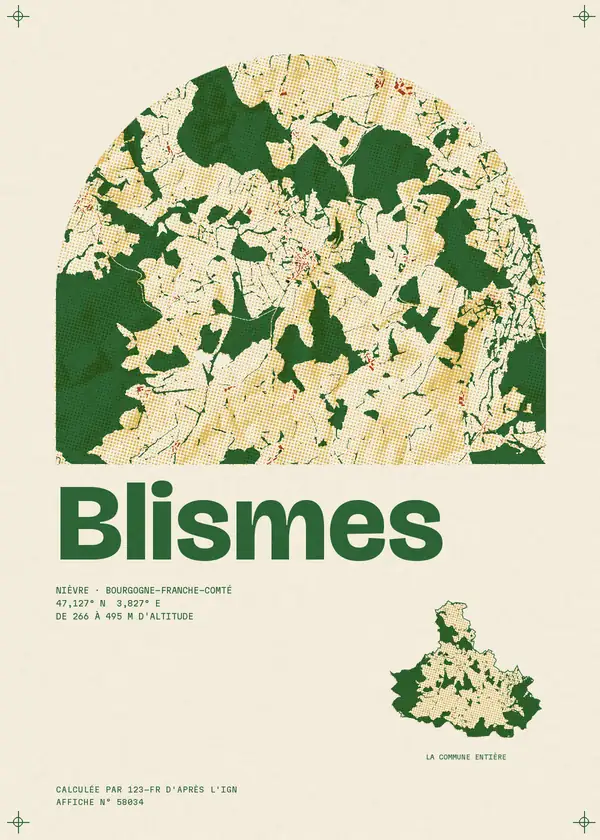 Affiche de Blismes, calculée par 123-fr d'après l'IGN