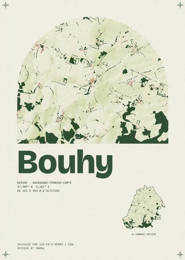 Affiche de Bouhy, calculée par 123-fr d'après l'IGN
