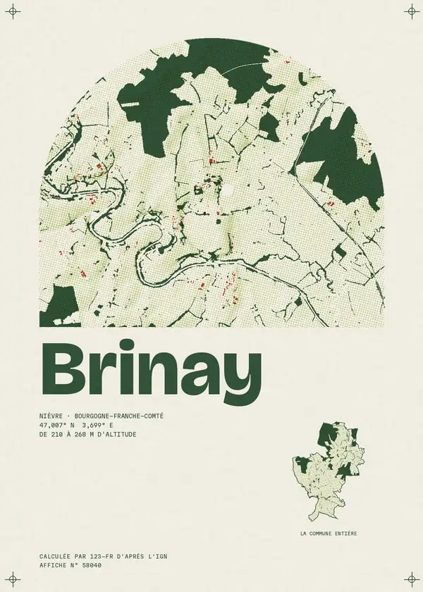 Affiche de Brinay, calculée par 123-fr d'après l'IGN