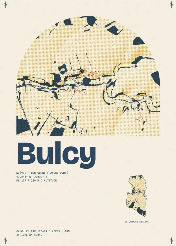 Affiche de Bulcy, calculée par 123-fr d'après l'IGN