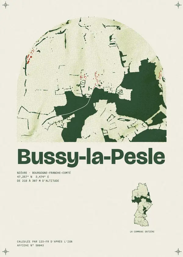Affiche de Bussy-la-Pesle, calculée par 123-fr d'après l'IGN