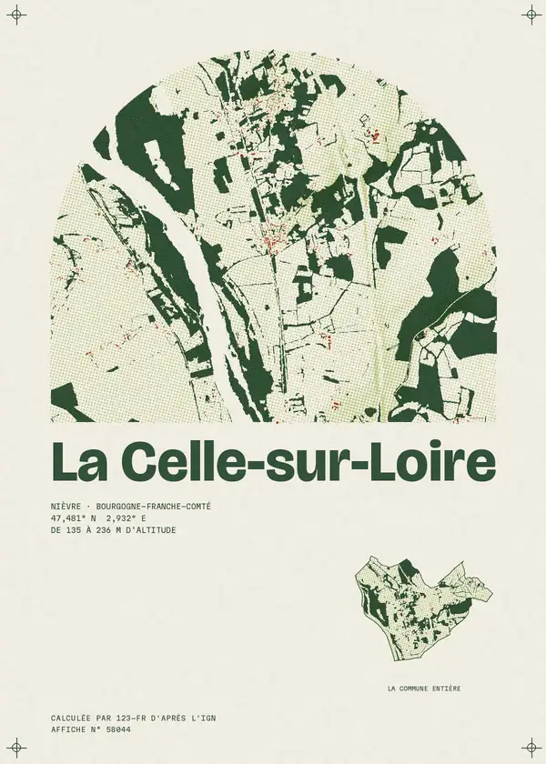 Affiche de La Celle-sur-Loire, calculée par 123-fr d'après l'IGN