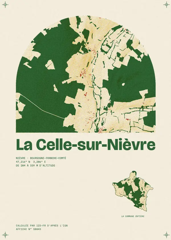 Affiche de La Celle-sur-Nièvre, calculée par 123-fr d'après l'IGN