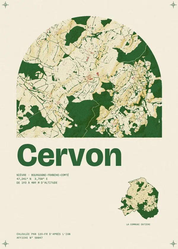 Affiche de Cervon, calculée par 123-fr d'après l'IGN