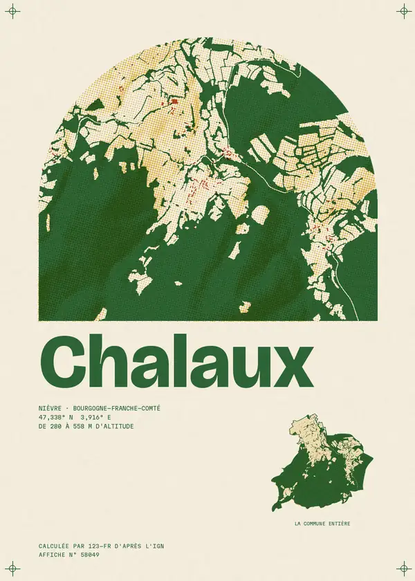 Affiche de Chalaux, calculée par 123-fr d'après l'IGN