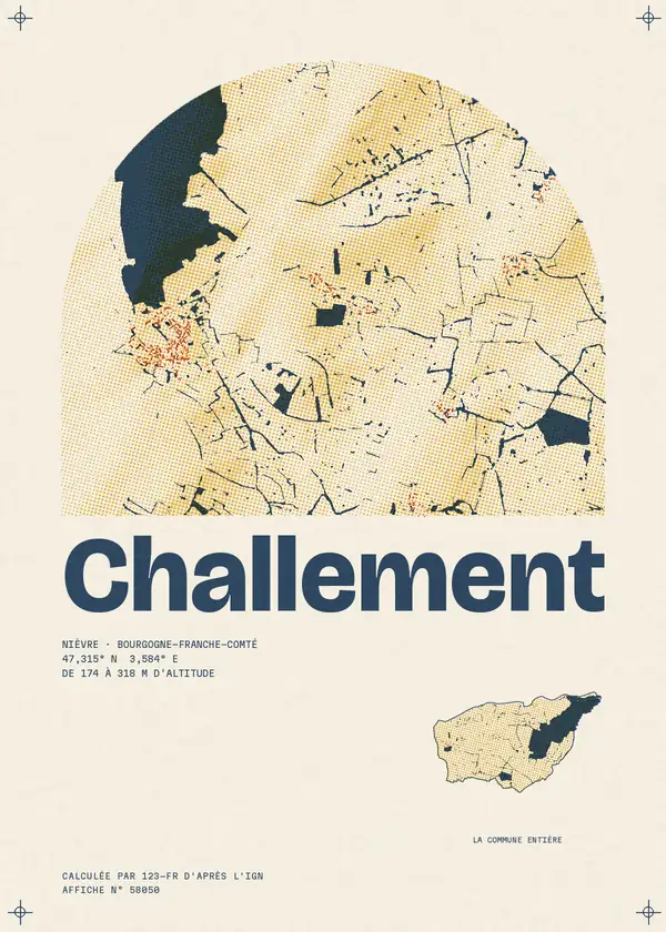 Affiche de Challement, calculée par 123-fr d'après l'IGN