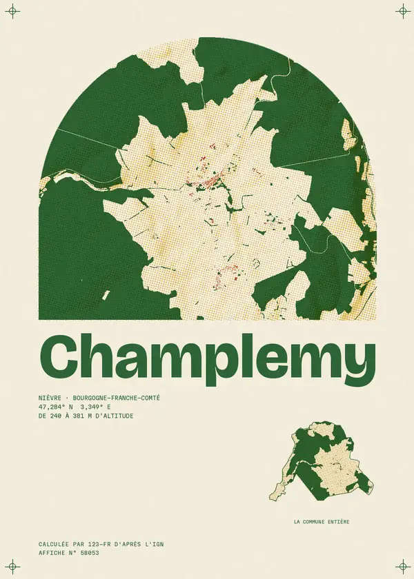 Affiche de Champlemy, calculée par 123-fr d'après l'IGN