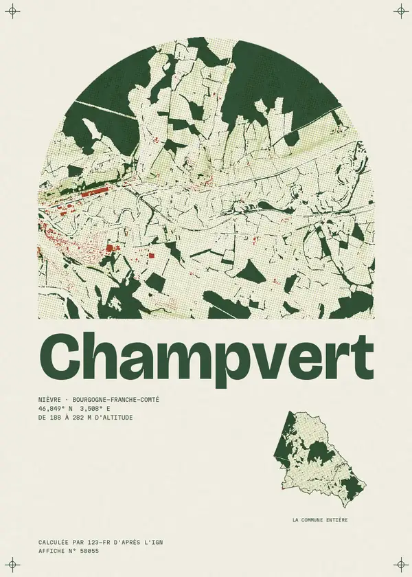 Affiche de Champvert, calculée par 123-fr d'après l'IGN