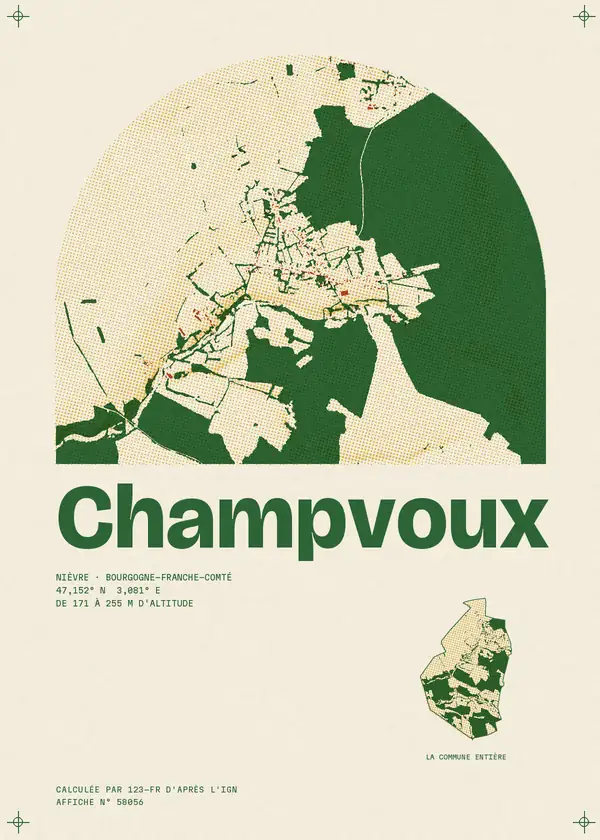 Affiche de Champvoux, calculée par 123-fr d'après l'IGN