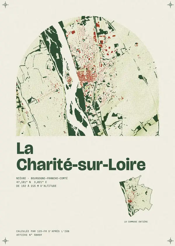 Affiche de La Charité-sur-Loire, calculée par 123-fr d'après l'IGN