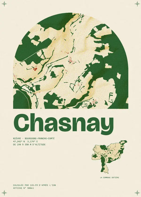 Affiche de Chasnay, calculée par 123-fr d'après l'IGN