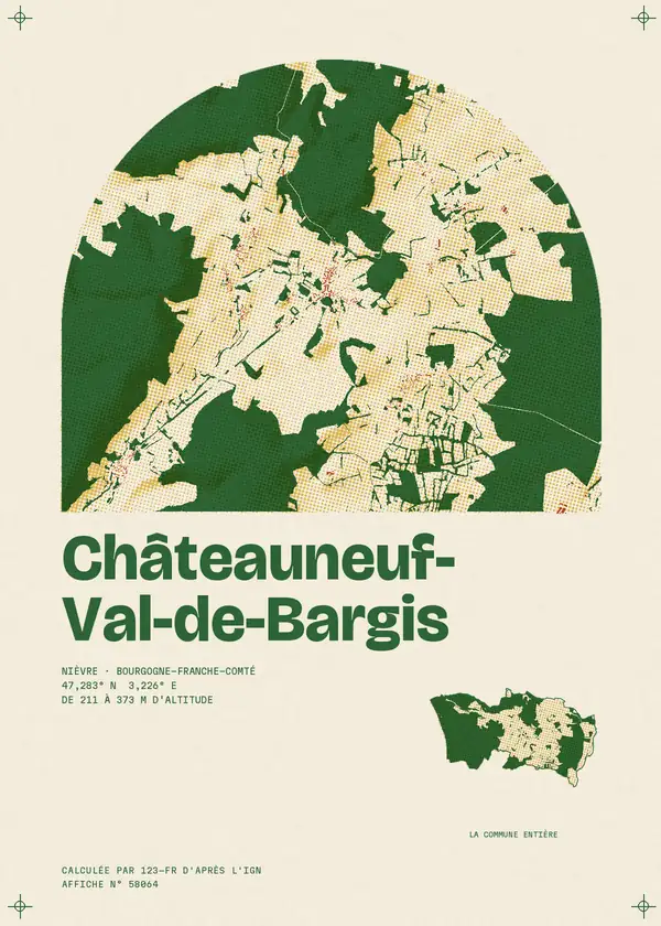 Affiche de Châteauneuf-Val-de-Bargis, calculée par 123-fr d'après l'IGN
