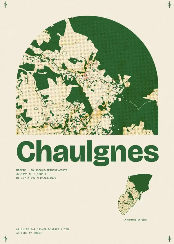 Affiche de Chaulgnes, calculée par 123-fr d'après l'IGN