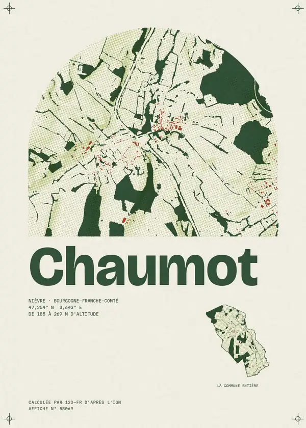 Affiche de Chaumot, calculée par 123-fr d'après l'IGN