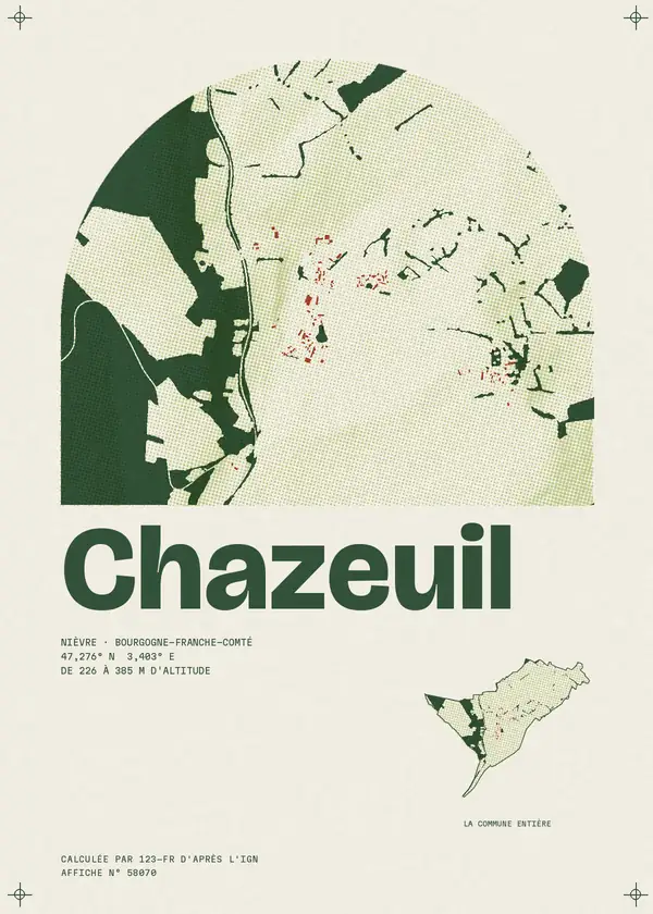 Affiche de Chazeuil, calculée par 123-fr d'après l'IGN