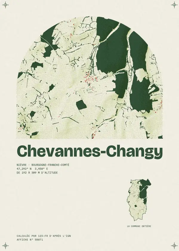 Affiche de Chevannes-Changy, calculée par 123-fr d'après l'IGN