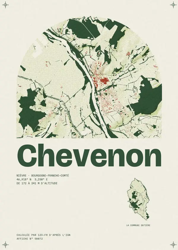 Affiche de Chevenon, calculée par 123-fr d'après l'IGN
