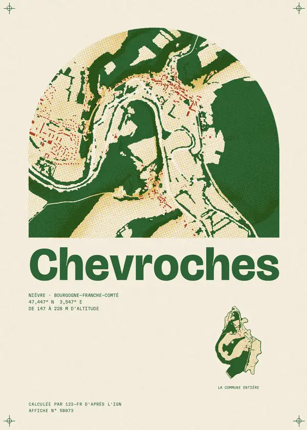 Affiche de Chevroches, calculée par 123-fr d'après l'IGN