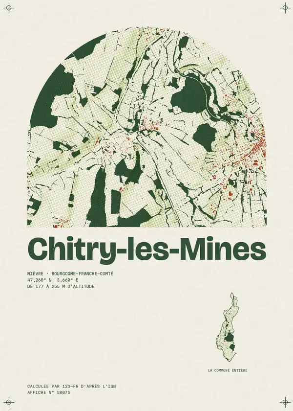 Affiche de Chitry-les-Mines, calculée par 123-fr d'après l'IGN