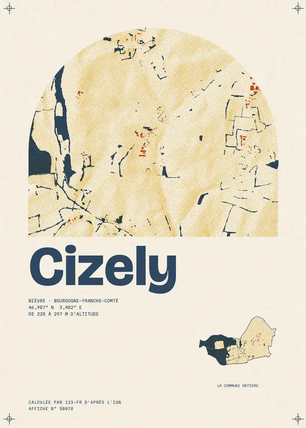 Affiche de Cizely, calculée par 123-fr d'après l'IGN