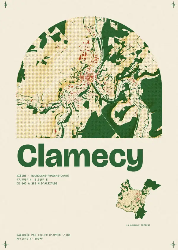 Affiche de Clamecy, calculée par 123-fr d'après l'IGN