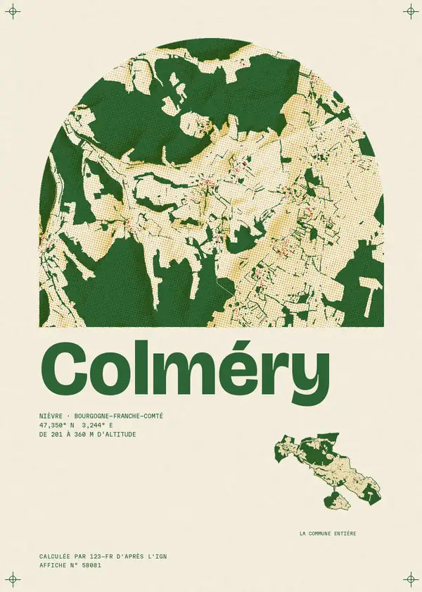 Affiche de Colméry, calculée par 123-fr d'après l'IGN
