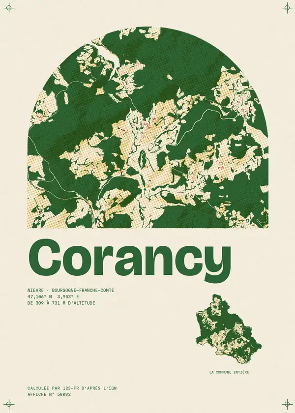 Affiche de Corancy, calculée par 123-fr d'après l'IGN