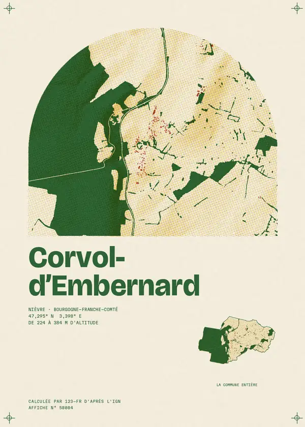 Affiche de Corvol-d'Embernard, calculée par 123-fr d'après l'IGN
