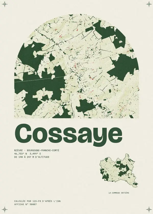 Affiche de Cossaye, calculée par 123-fr d'après l'IGN