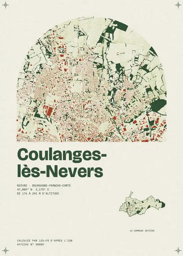 Affiche de Coulanges-lès-Nevers, calculée par 123-fr d'après l'IGN