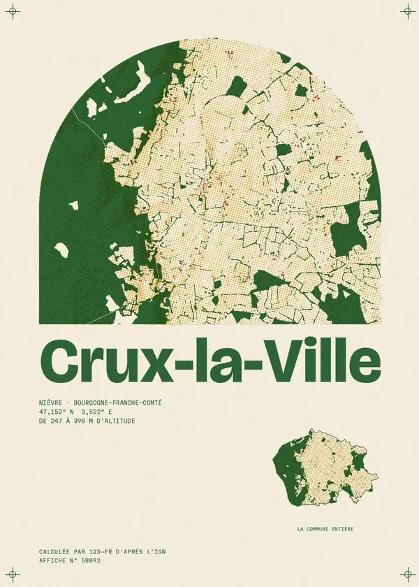 Affiche de Crux-la-Ville, calculée par 123-fr d'après l'IGN