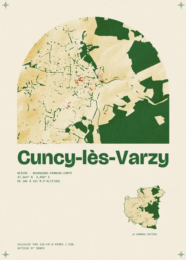 Affiche de Cuncy-lès-Varzy, calculée par 123-fr d'après l'IGN