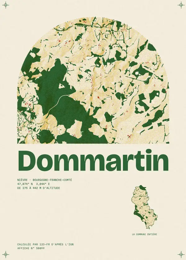 Affiche de Dommartin, calculée par 123-fr d'après l'IGN