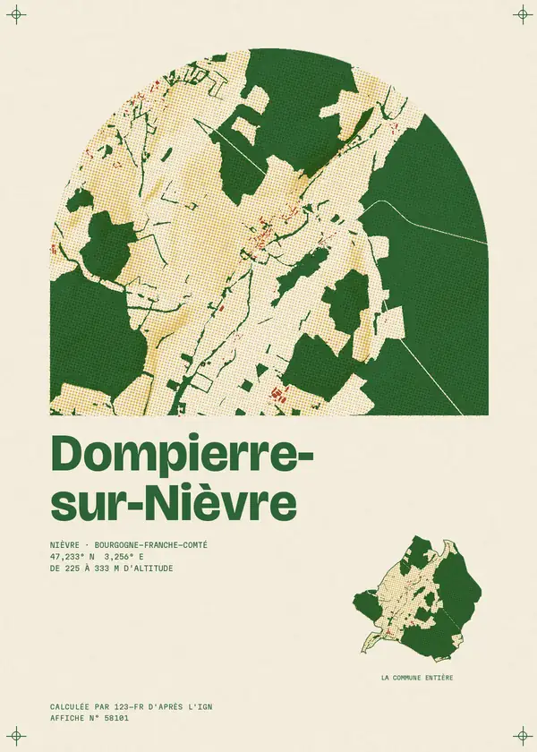 Affiche de Dompierre-sur-Nièvre, calculée par 123-fr d'après l'IGN