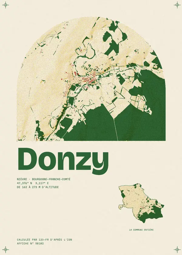 Affiche de Donzy, calculée par 123-fr d'après l'IGN