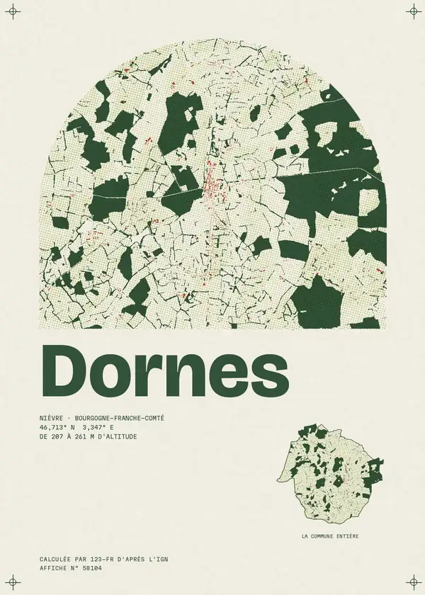 Affiche de Dornes, calculée par 123-fr d'après l'IGN