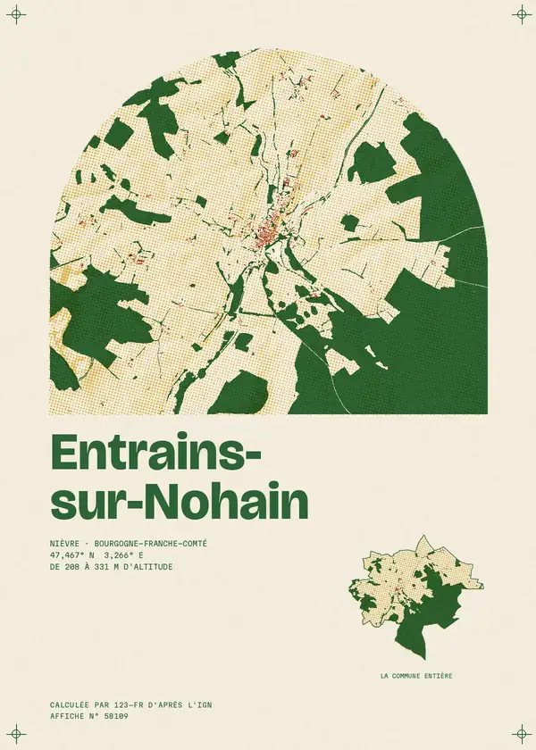 Affiche de Entrains-sur-Nohain, calculée par 123-fr d'après l'IGN