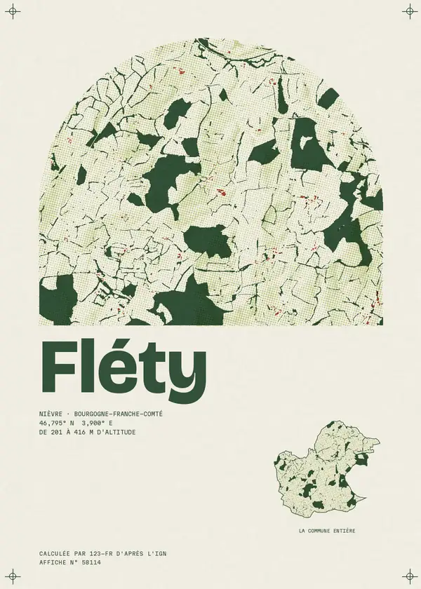 Affiche de Fléty, calculée par 123-fr d'après l'IGN