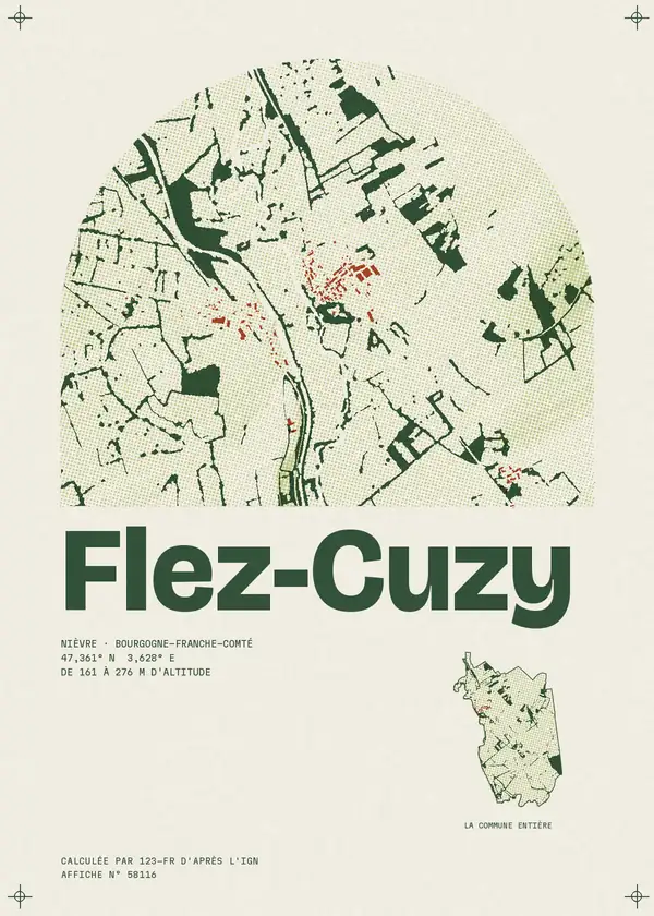 Affiche de Flez-Cuzy, calculée par 123-fr d'après l'IGN