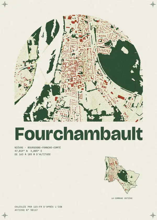Affiche de Fourchambault, calculée par 123-fr d'après l'IGN