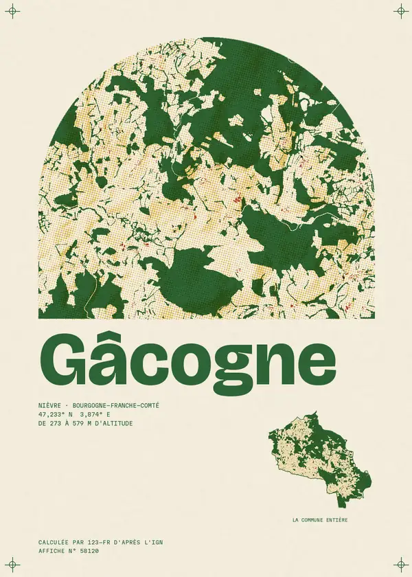Affiche de Gâcogne, calculée par 123-fr d'après l'IGN