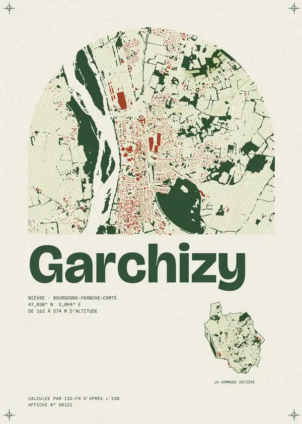 Affiche de Garchizy, calculée par 123-fr d'après l'IGN