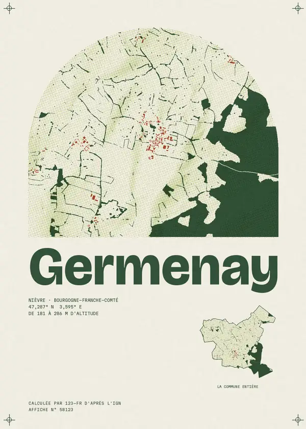 Affiche de Germenay, calculée par 123-fr d'après l'IGN